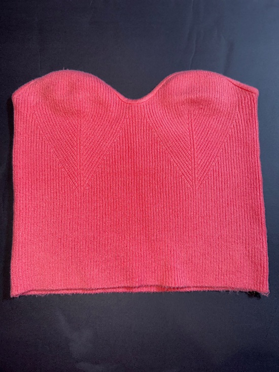 Double Zero Sweaters - Double Zero Pink Ribbed Strapless Top Size Large